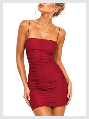 Princess Polly Tara Wine Red Ruched Mini Dress XS 2